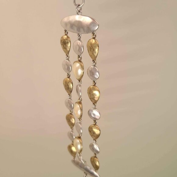 VTG Lucky BRAND Two-tone Imitation Pearl Statement Bracelets - Picture 2 of 8